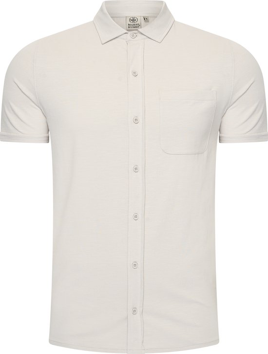 Mario Russo Korte Mouwen Overhemd - Overhemd heren - Polo Shirt Heren - t shirt heren - XXL - Steen Grijs