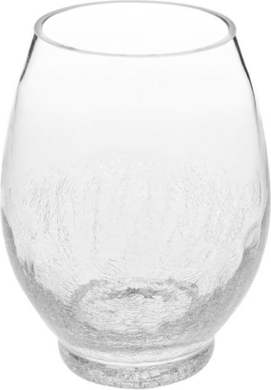 Ronde theelichthouder in transparant geblazen glas H25