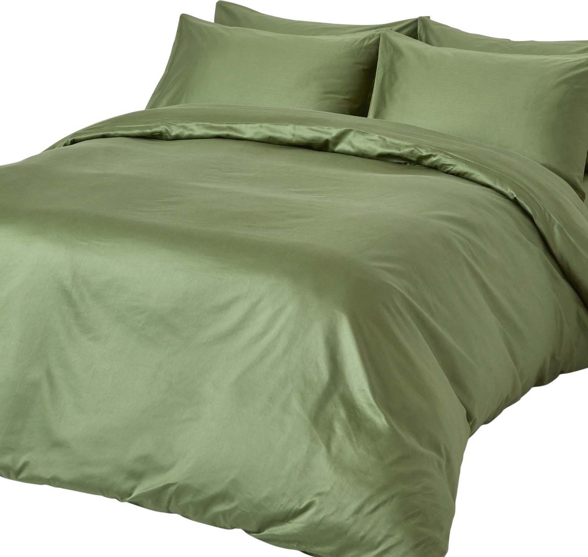 Homescapes Biologisch Dekbedovertrek 240x220 cm – Lits-jumeaux – Mosgroen – 100% Egyptisch Katoen Satijn – Draaddichtheid 400