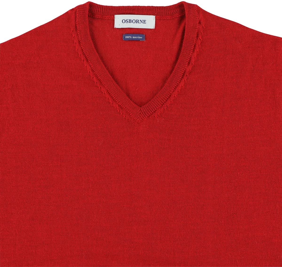 Osborne Knitwear Trui met V hals - Merino wol - Red - XL