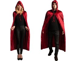 Partychimp Halloween Cape Met Capuchon Carnavalskleding Volwassenen Halloween Kostuum Dames Halloween Kostuum Heren Verkleedkleren Volwassenen Dracula Cape Vampier Kostuum Rode Cape Roodkapje - Polyester - Rood - Unisex - 1-Delig cape - One Size