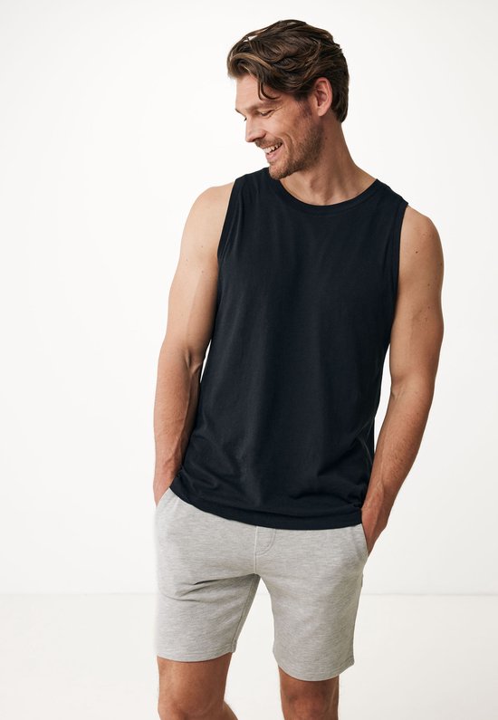 Sleeveless Top Linen Blend Mannen - Zwart - Maat M