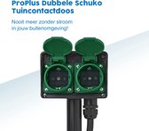 ProPlus Dubbele Schuko Tuincontactdoos - 4 Voudig - 2 meter - 3 x 1.5 mm2 - Verdeeldoos - Stroomverdeler - Tuinstopcontact - Voor Buiten - Met Veiligheidsstekker
