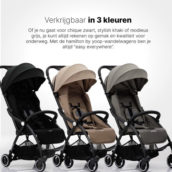 Hamilton by Yoop X1 Plus Buggy - MagicFold - Tot 22 kg - Premium Wandelwagen - Inklapbare Plooibuggy - Verlengde Zonnekap - Zwart