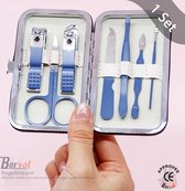 Borvat® - Nagelschaar reis set - Nageltang - Manicure set -Nagelknipper set 7 delig - Blauw