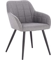 Rootz moderne linnen eetkamerstoel - Ergonomische stoel - Comfortabele zit - Ademende stof, ondersteunend ontwerp, duurzame metalen poten - 49 cm x 43 cm x 81 cm