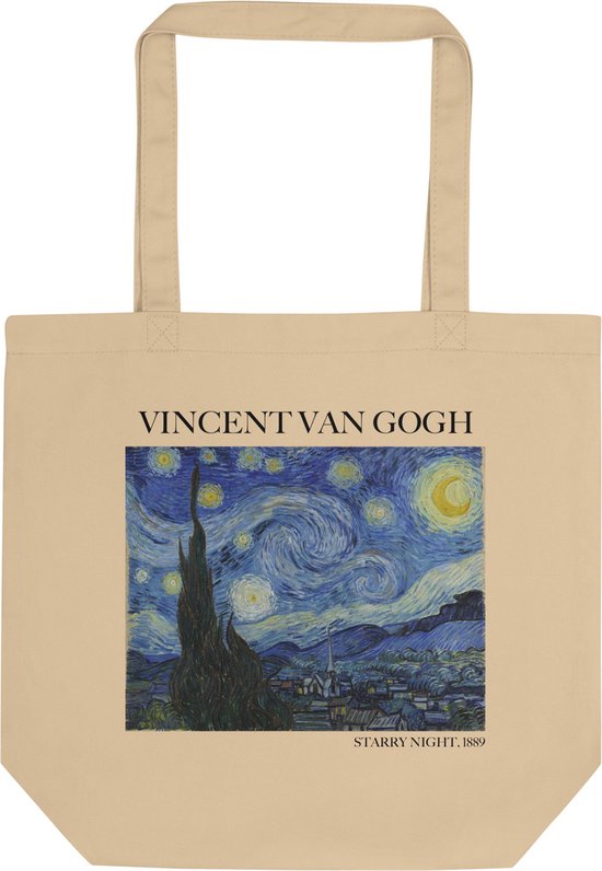 Vincent van Gogh 'Sterrennacht' ("Starry Night") Beroemde Schilderij Tote Bag | 100% Katoenen Tas | Kunst Tote Bag | Naturel
