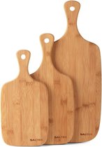 3-delige bamboe peddels snijplankenset - 30/35/45 cm - omkeerbaar - sterk en duurzaam - ideaal voor vleeswaren en kaas