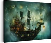 Artaza Canvas Schilderij Piratenschip in de Oceaan - 90x60 - Wanddecoratie - Foto Op Canvas - Canvas Print