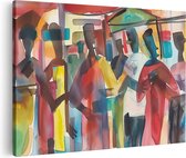 Artaza Canvas Schilderij Kunstwerk van een Groep Mensen - 30x20 - Klein - Foto Op Canvas - Canvas Print
