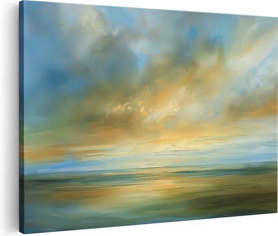 Artaza Canvas Schilderij Abstract Kunstwerk van een Zonsondergang boven de Oceaan - 120x80 - Groot - Foto Op Canvas - Canvas Print