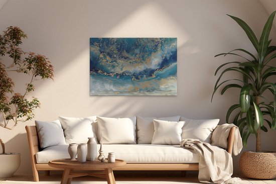 Artaza Peinture sur toile oeuvre abstraite de Blauw et Goudor - 120x80 - Groot - Photo sur toile - Impression sur toile