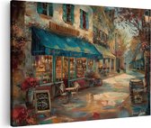 Artaza Peinture sur toile représentant un café à Paris - 120 x 80 - Groot - Photo sur toile - Impression sur toile