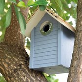 vogelhuisje van echt hout - Nestkastje om op te hangen - Decoratief houten vogelvoederhuisje voor tuinvogels - Blauw