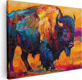 Artaza Canvas Schilderij Kleurrijk Kunstwerk van een Bizon - 40x30 - Klein - Foto Op Canvas - Canvas Print