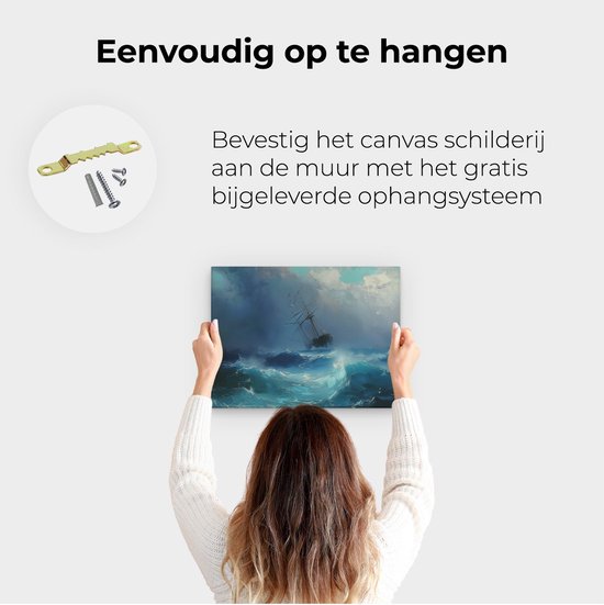 Peinture sur toile Artaza représentant un navire dans une mer agitée - 40 x 30 cm - Klein - Photo sur toile - Impression sur toile