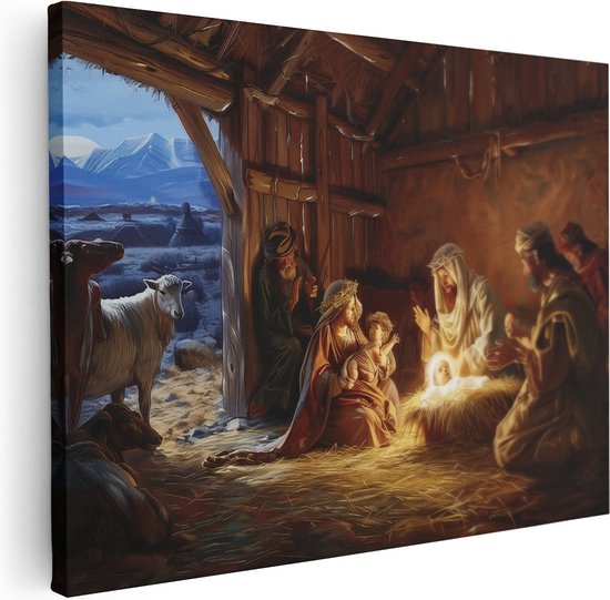 Artaza Canvas Schilderij De Kerststal - Foto Op Canvas - Canvas Print