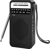 Draagbare radio op batterijen met FM/AM en hoofdtelefoonaansluiting voor wandelen en joggen (zwart)