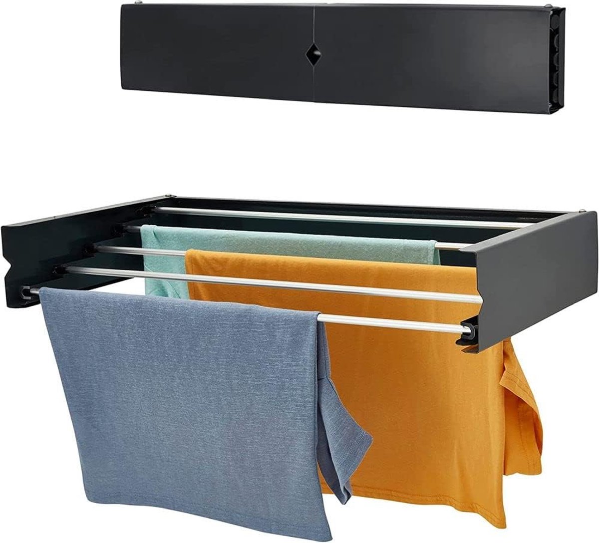 Droogrek, 75 cm, inklapbaar, wandmontage, inklapbaar, waslijn, wasdroger, binnen of buiten, capaciteit 20 kg, antraciet