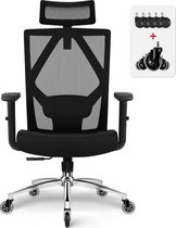 Ergonomische Bureaustoel-Bureaustoel-3D lendensteun-2D hoofdsteun-Bureaustoelen voor Volwassenen-met Verstelbare Hoofdsteun,Armleuningen en Lendensteun-traagschuim zitting-Zwart