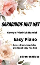 Sarabande HWV 437 Easy Piano Sheet Music with Colored Notation