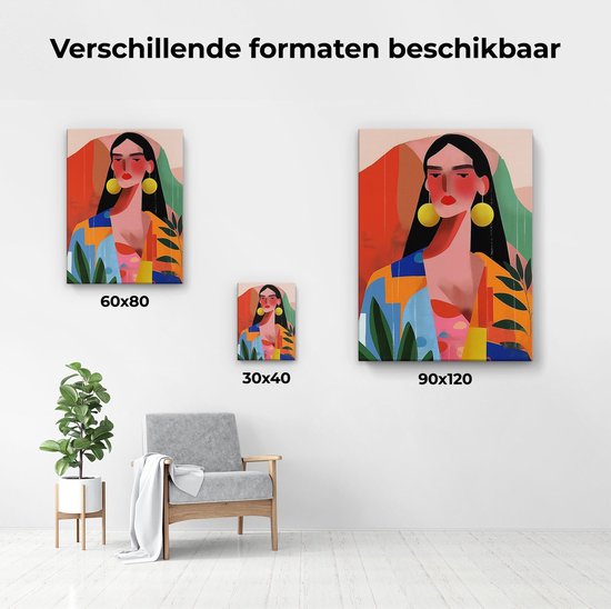 Artaza Tableau sur Toile Illustration d'une Femme en Vêtements Colorés - 90x120 - Décoration murale - Photo sur Toile - Impression sur Toile