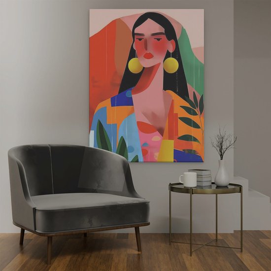 Artaza Tableau sur Toile Illustration d'une Femme en Vêtements Colorés - 90x120 - Décoration murale - Photo sur Toile - Impression sur Toile