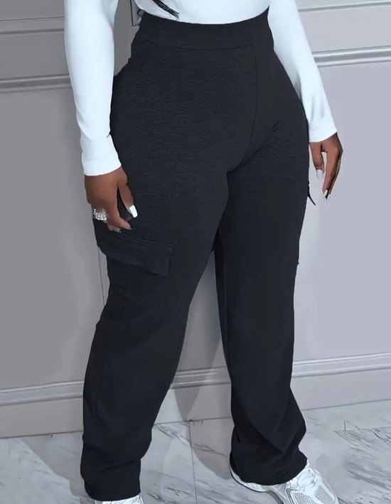Sexy fijne slim fit sportieve stretch broek zwart plus size 4XL eu 52