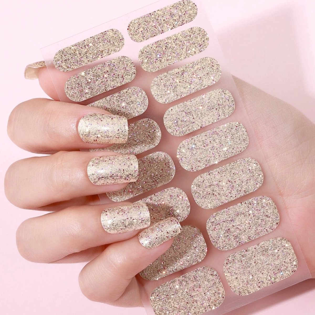 Goedkoopste GUAPÀ® Nagelstickers & Nail wraps 16 pcs | Nail Art | Nagel Folie | Diverse kleuren Nail Wrap | 16 Nagelstickers Goud | Nail Wraps Stickers | Gellak Nagel Wraps | 16 nagel wrap stickers Goud Glitters