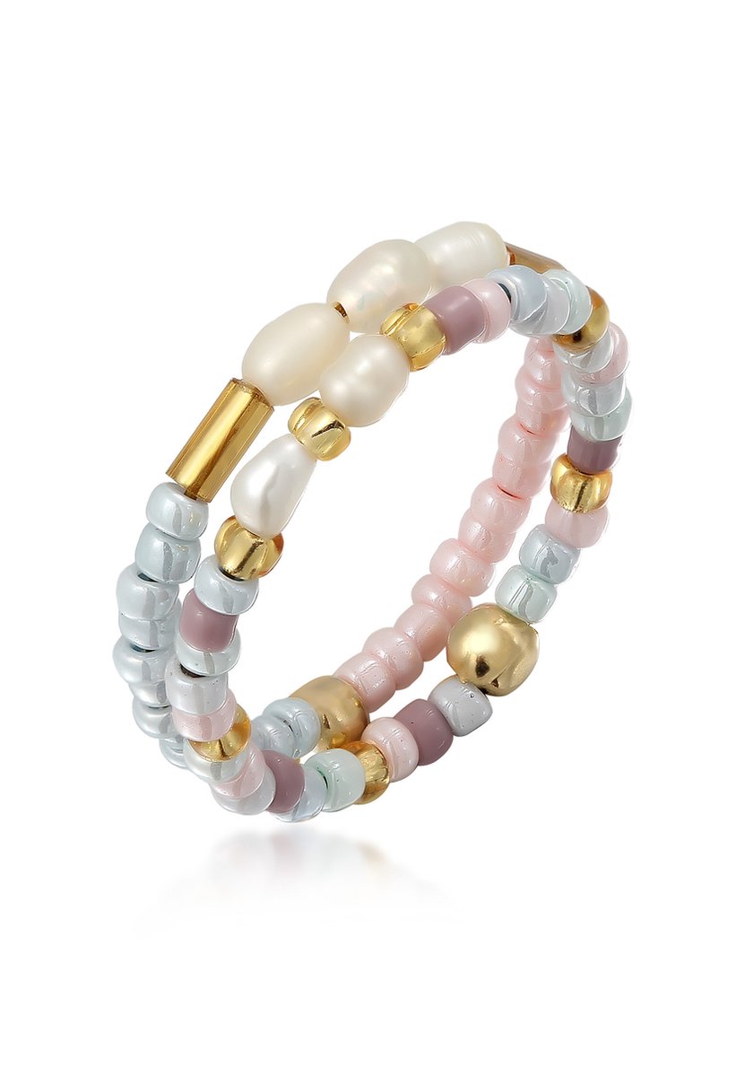 Elli - Ring - Dames set festival met zoetwater gekweekte parels bont in 925 sterling zilver - Dames