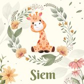 Geboortetegeltje met Giraffe en naam | Keramisch tegeltje | Cadeau voor hem & haar | Hoge kwaliteit | 10,8 cm x 10,8 cm