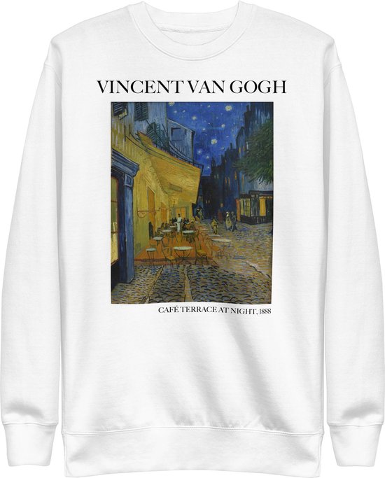 Vincent van Gogh 'Terras van een Café 's Nachts' ("Café Terrace at Night") Beroemd Schilderij Sweatshirt | Unisex Premium Sweatshirt | Wit | M