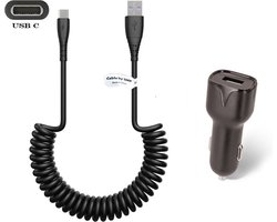 OneOne auto oplader + 0,4m standaard USB C spiraalkabel. 2.1A lader. Autolader adapter past op Bang & Olufsen BeoPlay A1, A2 Active, E8, EQ, EX, H4 (2e Gen.), H8i, H9 3rd Gen., H95, H9i, HX, P2, P6, Portal