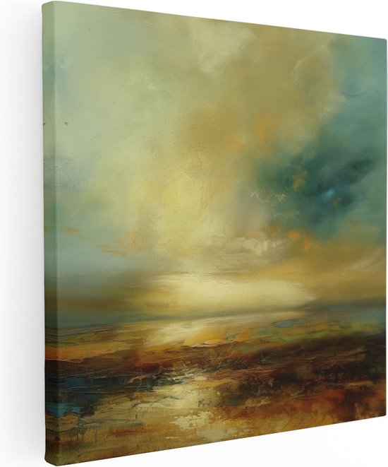Artaza Canvas Schilderij Abstract Kunstwerk van een Zonsondergang - Foto Op Canvas - Canvas Print