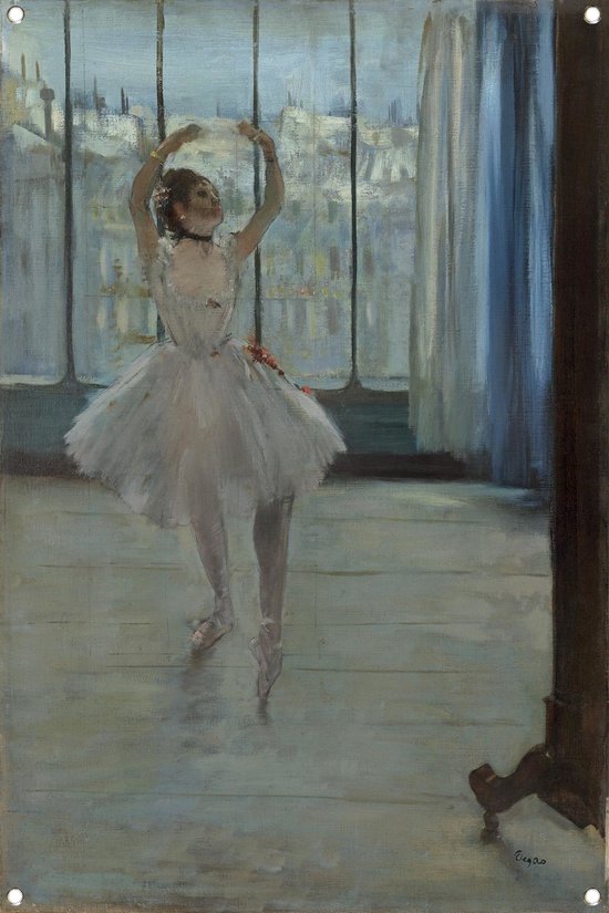 Danser poseren voor een fotograaf - Edgar Degas tuinposter - Danser tuinposter - Tuinposter Kunst - Muurdecoratie buiten - Posters tuin - Decoratie muur tuinposter 100x150 cm