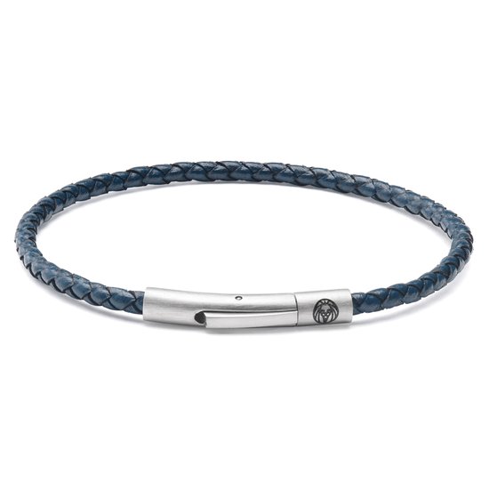 Collins | 3 mm Marineblauwe Geweven Leren Armband