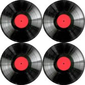 Bertoni - Placemats - tafelmatten set van 4 stuks - rond - 33 cm, Vinyl - Zwart