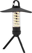 SMILON Camping Lamp met Zaklamp en Haak Zwart Oplaadbaar LED - Veel functies - Campinglamp - Tentlamp