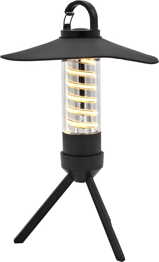 SMILON Campinglamp Tentlamp Zwart - Kampeerlamp met haak - Outdoor & Indoor - Oplaadbare Zaklamp - 12 Uur Brandtijd - Waterdicht - Oplaadbaar met USB