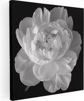 Artaza Peinture sur Toile Pivoine Witte sur Fond Noir - 90x90 - Groot - Photo sur Toile - Impression sur Toile