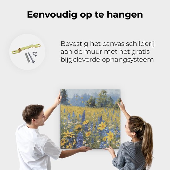 Artaza Peinture sur toile Fleurs sauvages dans un champ – 80 x 80 – Groot – Photo sur toile – Impression sur toile