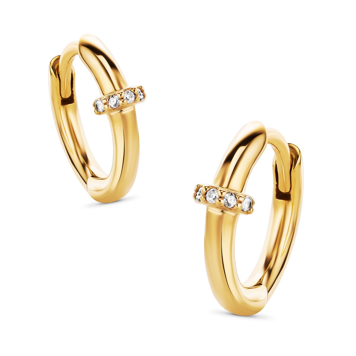 Miore Pure Oorbellen Dames - Zilver - Met Zirkonen - Hypoallergene Oorringen - 13 mm