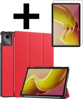 Hoes Geschikt voor Lenovo Tab M11 Hoes Luxe Hoesje Book Case Met Screenprotector - Hoesje Geschikt voor Lenovo Tab M11 (11 inch) Hoes Cover - Rood