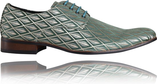 Green Pearl - Maat 42 - Lureaux - Kleurrijke Schoenen Voor Heren - Veterschoenen Met Print