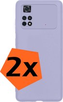 Hoesje Geschikt voor Poco M4 Pro 4G Hoesje Siliconen Cover Case - Hoes Geschikt voor Xiaomi Poco M4 Pro 4G Hoes Back Case - 2-PACK - Lila