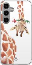 Casimoda® hoesje - Geschikt voor Samsung Galaxy S24 - Giraffe - Shockproof case - Extra sterk - TPU/polycarbonaat - Bruin/beige, Transparant