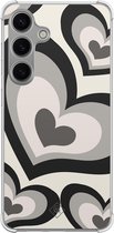 Casimoda® hoesje - Geschikt voor Samsung Galaxy S24 - Hart Swirl Zwart - Shockproof case - Extra sterk - TPU/polycarbonaat - Zwart, Transparant