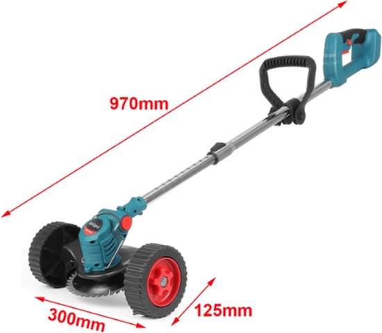 Zweefmaaier - Bosmaaier Electrisch - Grastrimmer met Accu - Grasmaaier - Handmaaier met Wielen - Licht Blauw van Trimmz — afbeelding 3