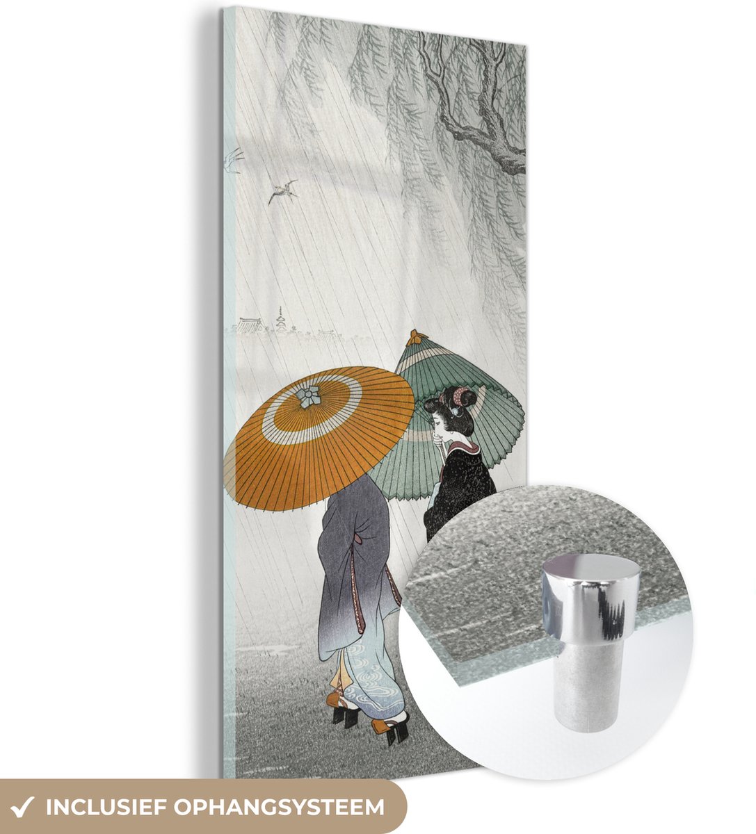 ® Glasschilderij 60x120 cm - Schilderij acrylglas - Vrouwen - Kimono - Parasol - Japan - V
