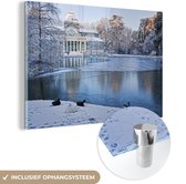 MuchoWow® Glasschilderij 30x20 cm - Schilderij acrylglas - Madrid - Sneeuw - Winter - Foto op glas - Schilderijen